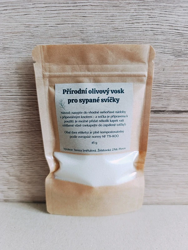 Pískový olivový vosk pro sypané svíčky + knot zdarma