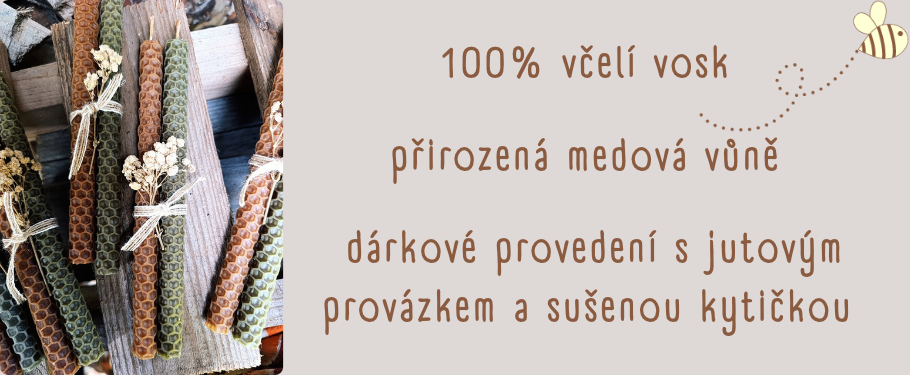 Banner na 2 ks motaných svíček ze včelího vosku